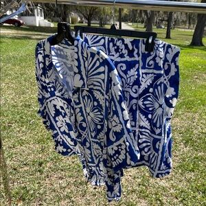 H&M Blue and White Patterned Top and Short Set